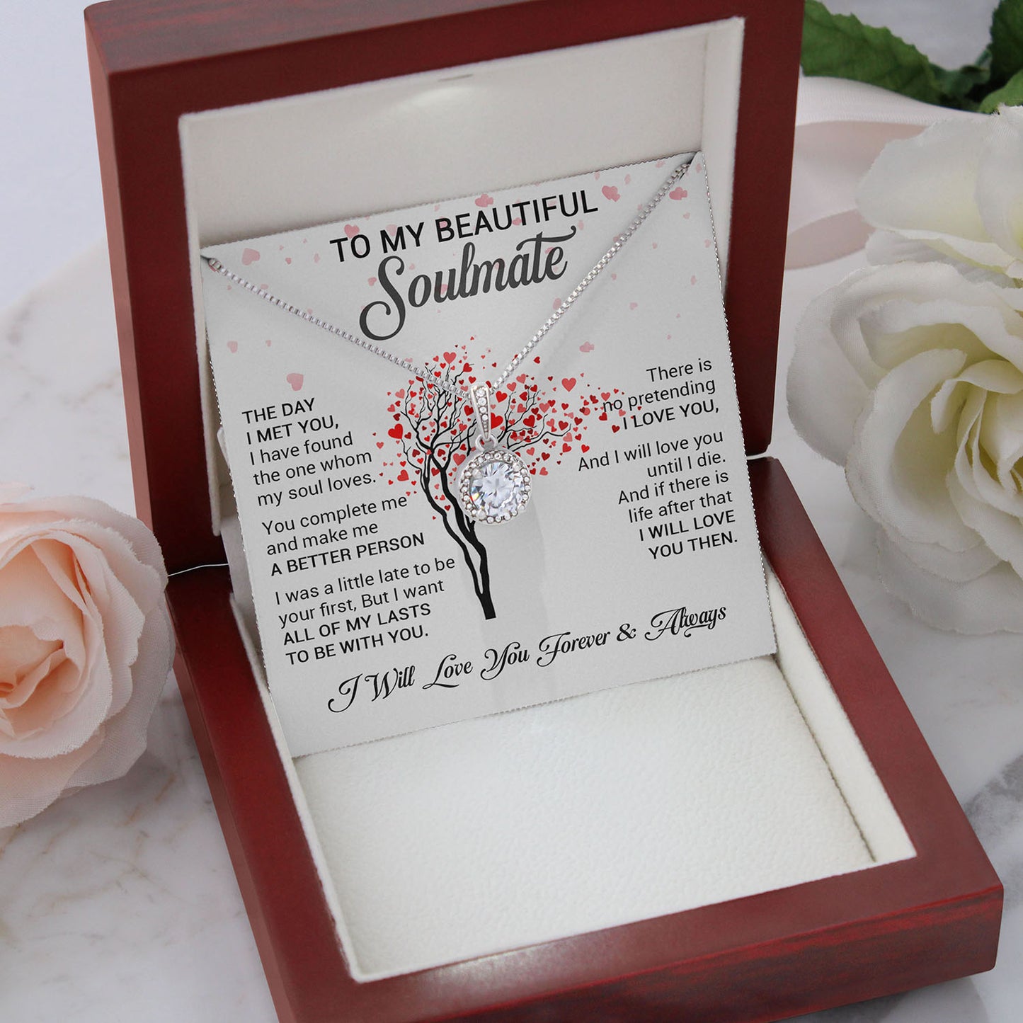 To My Beautiful Soulmate - The Day I Met You - Interlocking Hearts necklace