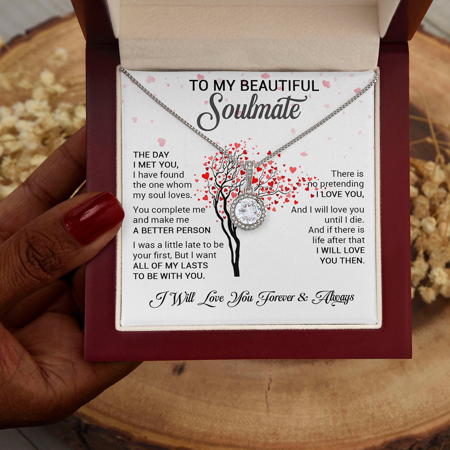 To My Beautiful Soulmate - The Day I Met You - Interlocking Hearts necklace
