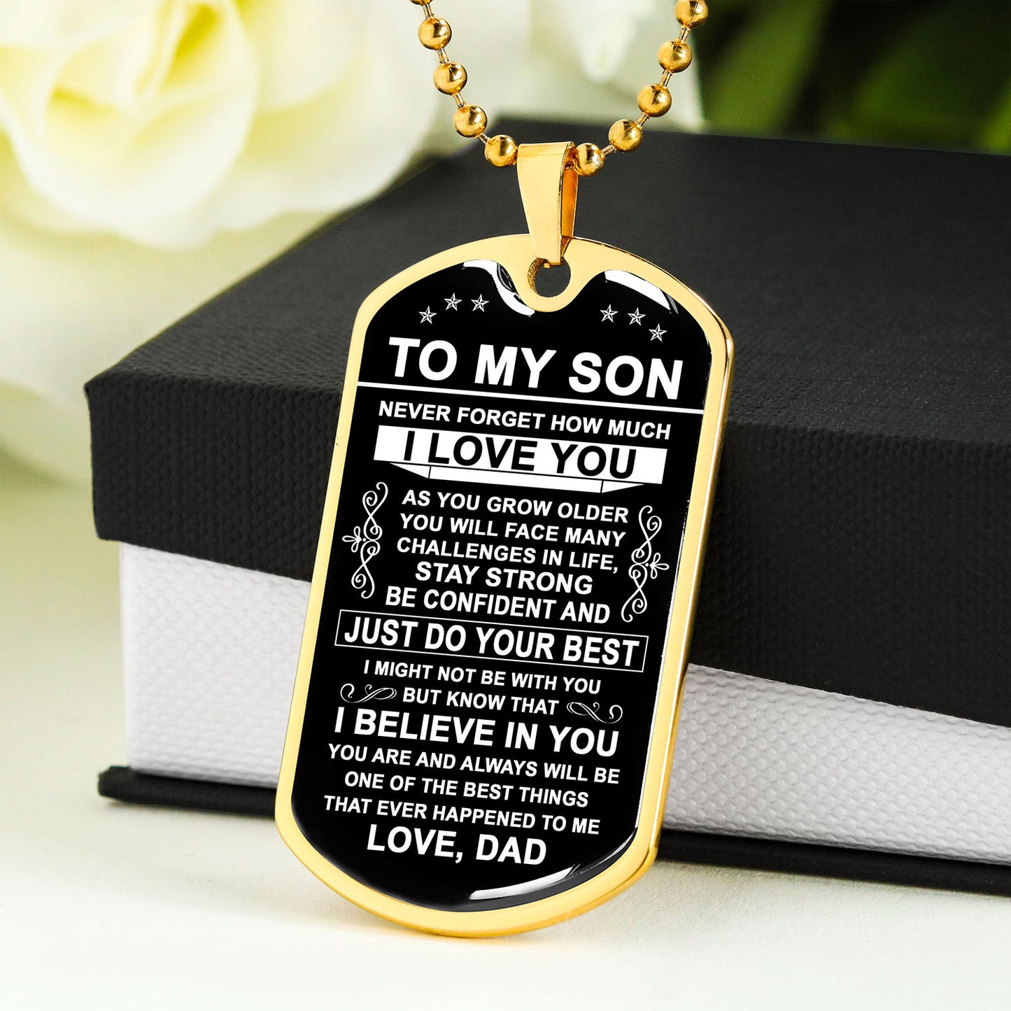 To My Son Gift From Dad - Just Do Your Best - Dog Tag Necklace