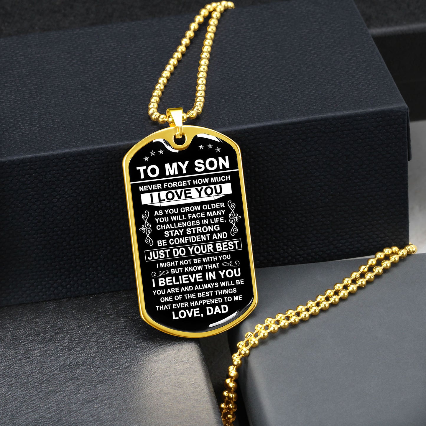 To My Son Gift From Dad - Just Do Your Best - Dog Tag Necklace