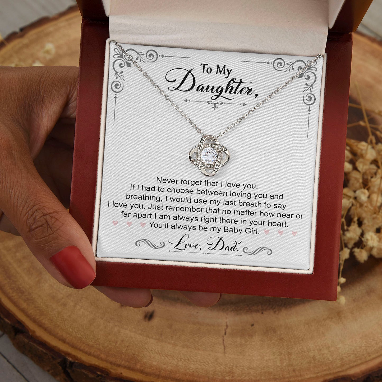 To My Daughter - You Will Always Be My Baby Girl - Love Knot Necklace