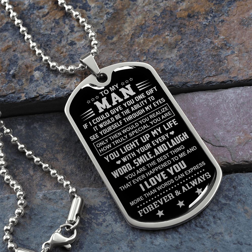 To My Man - Word Smile And Laugh - Dog Tag Necklace