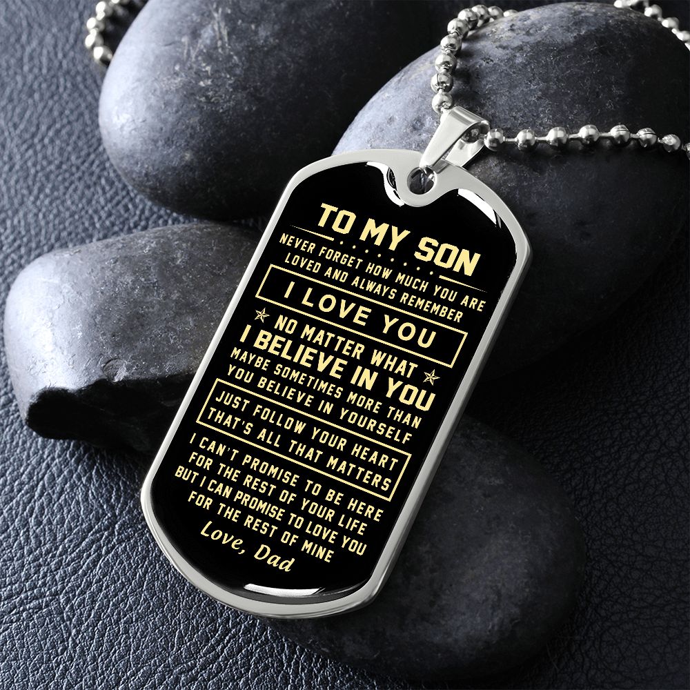 To My Son Gift From Dad - Just Follow Your Heart - Dog Tag Necklace