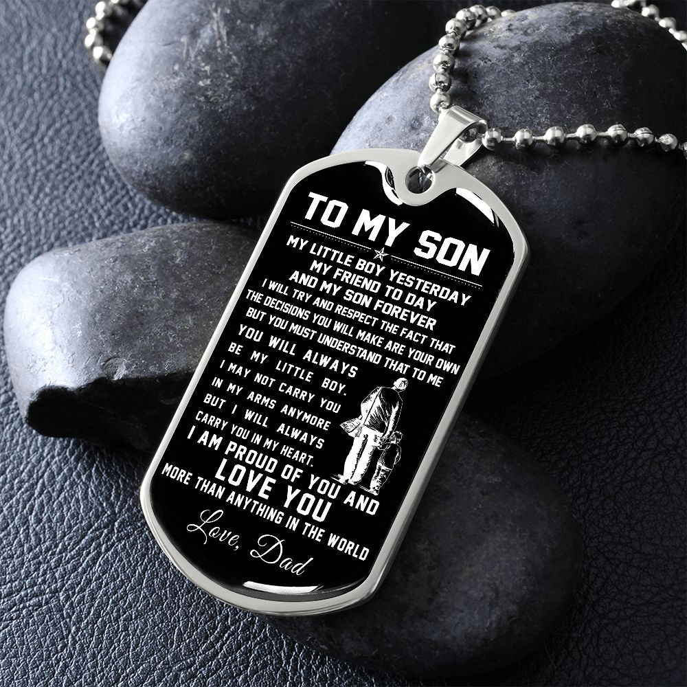To My Son Gift From Dad - My Little Boy - Son Gifts Dog Tag Necklace