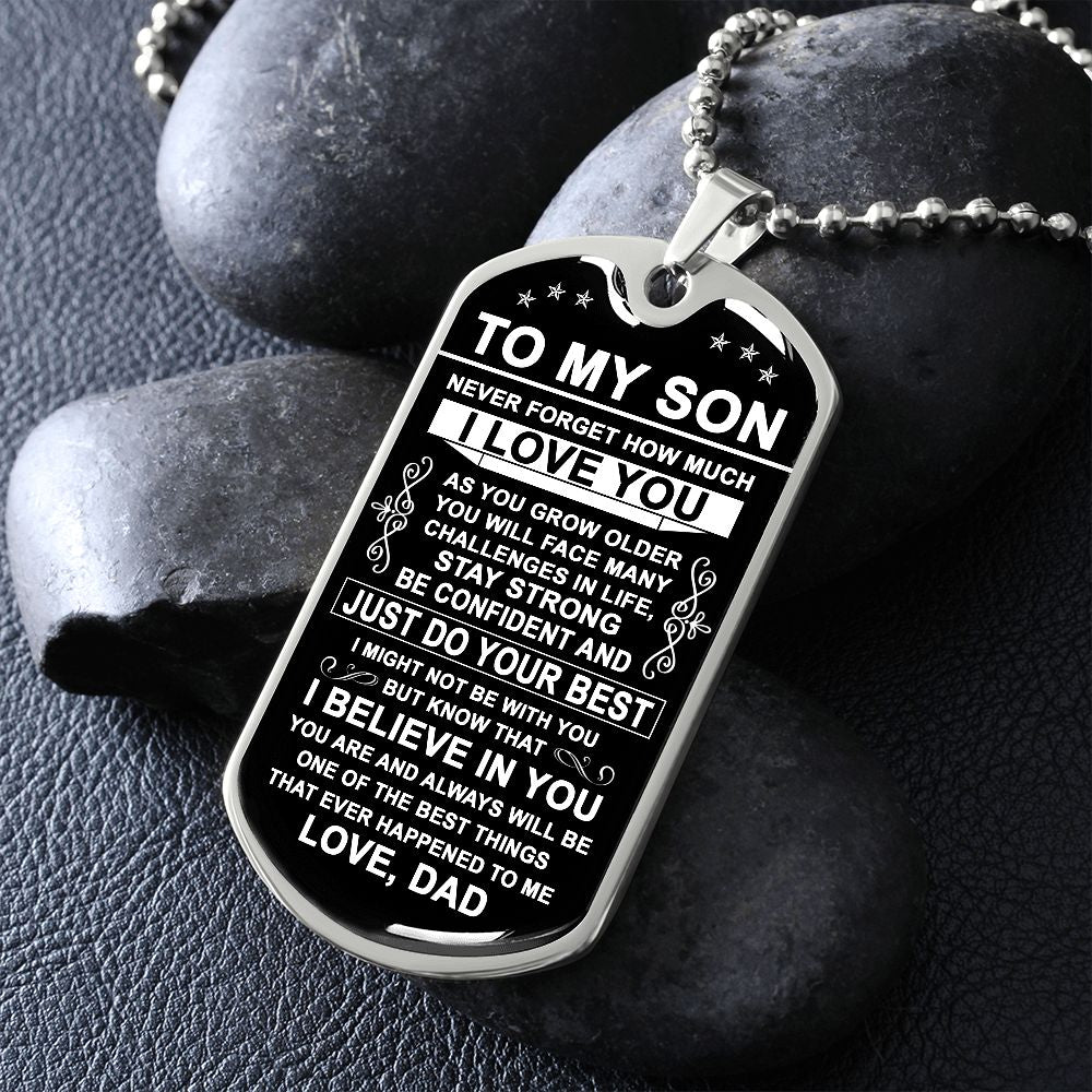 To My Son Gift From Dad - Just Do Your Best - Dog Tag Necklace