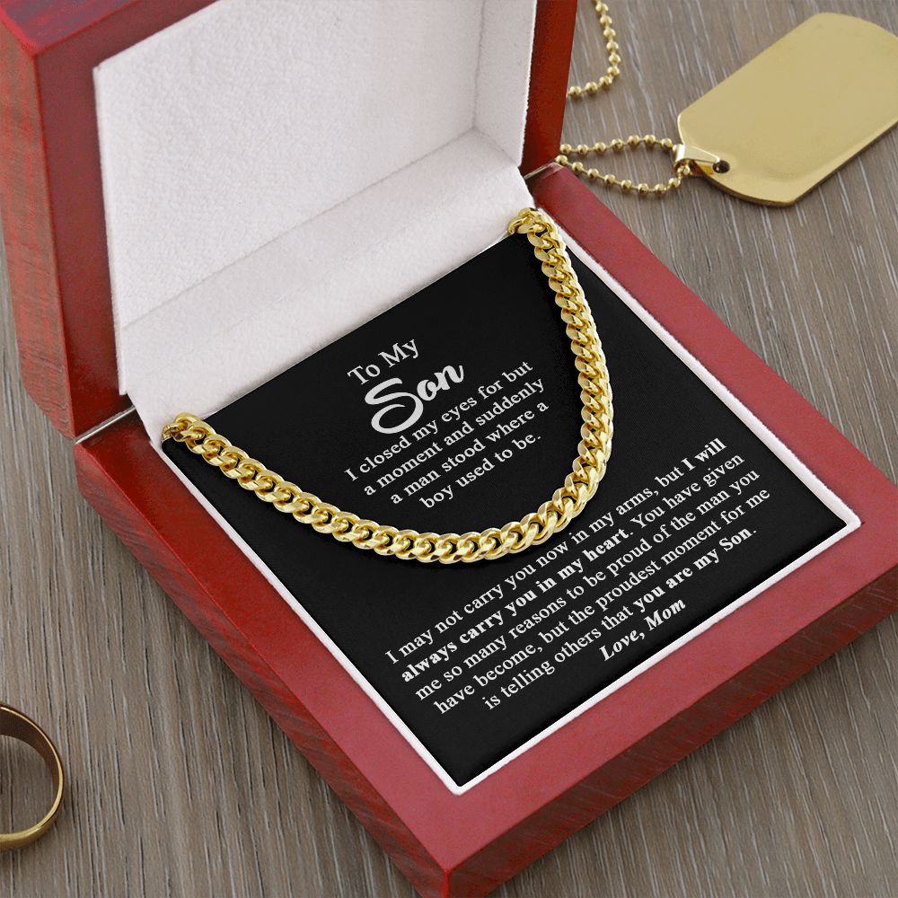 To My Son Gift From Mom - Proudest Moment - Cuban Link Chain Necklace