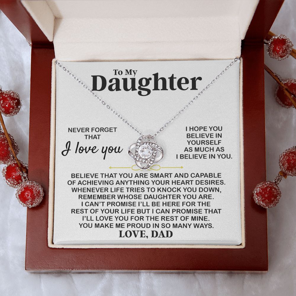 To My Daughter - I Hope You - Love Knot Necklace