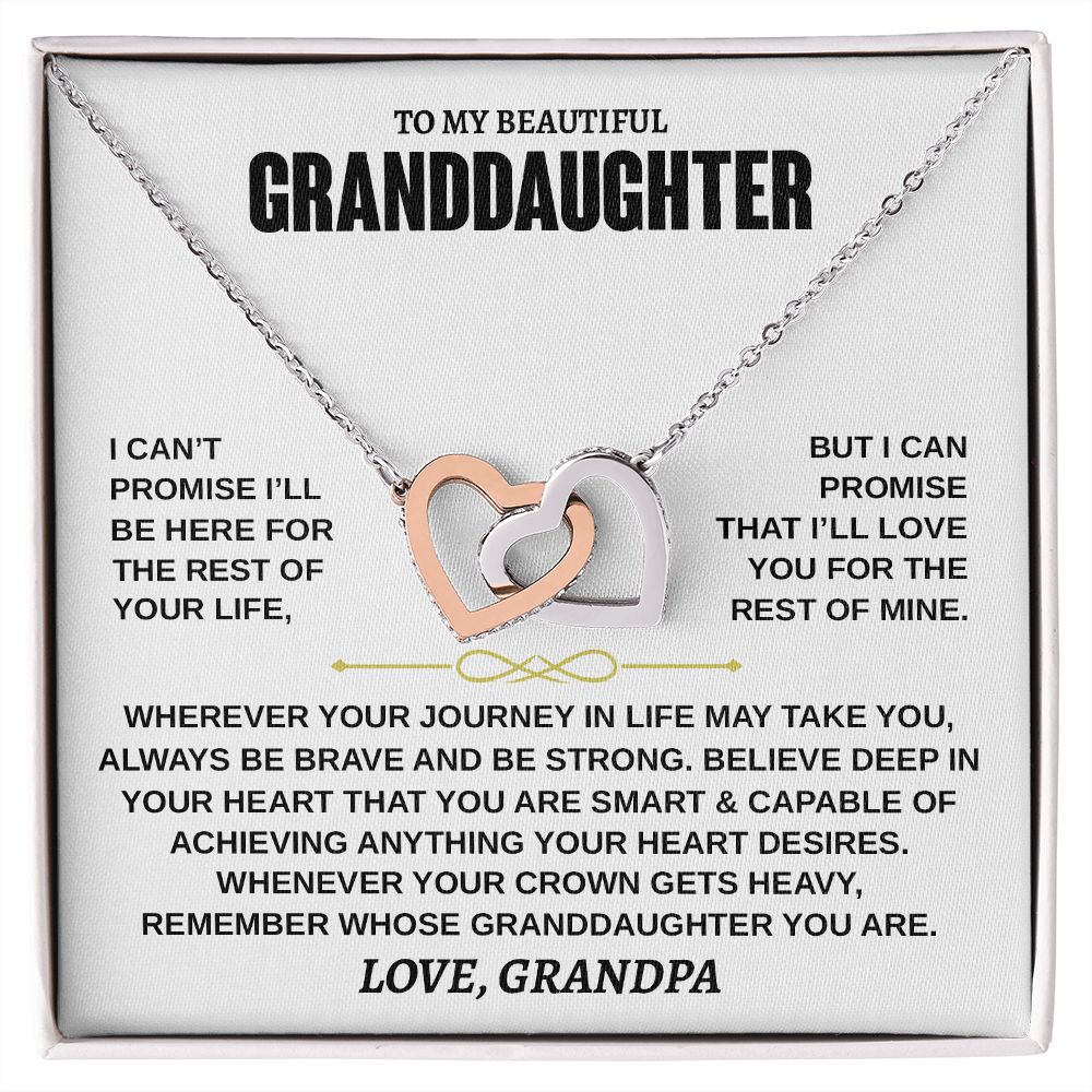 Beautiful Granddaughter Necklace - Deep In Your Heart - Gift for Granddaughter from Grandpa