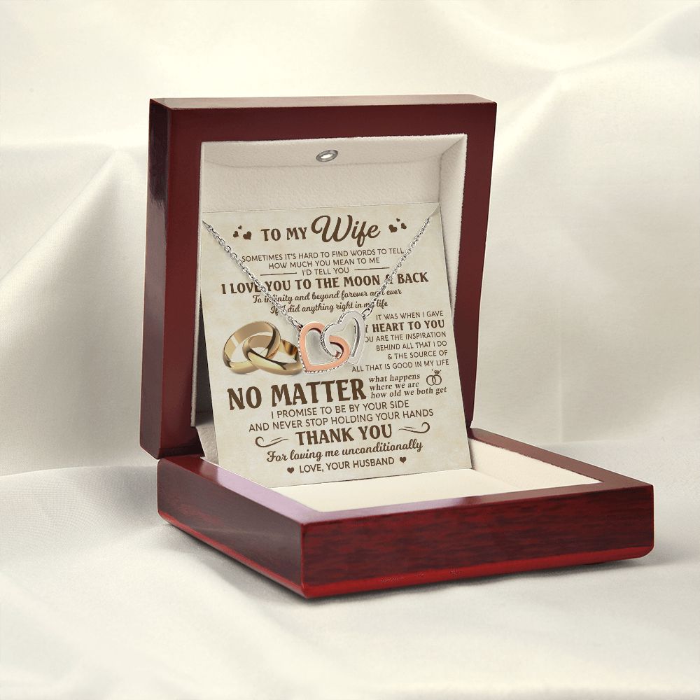 To My Wife - Love You Moon And Back - Interlocking Hearts Necklace