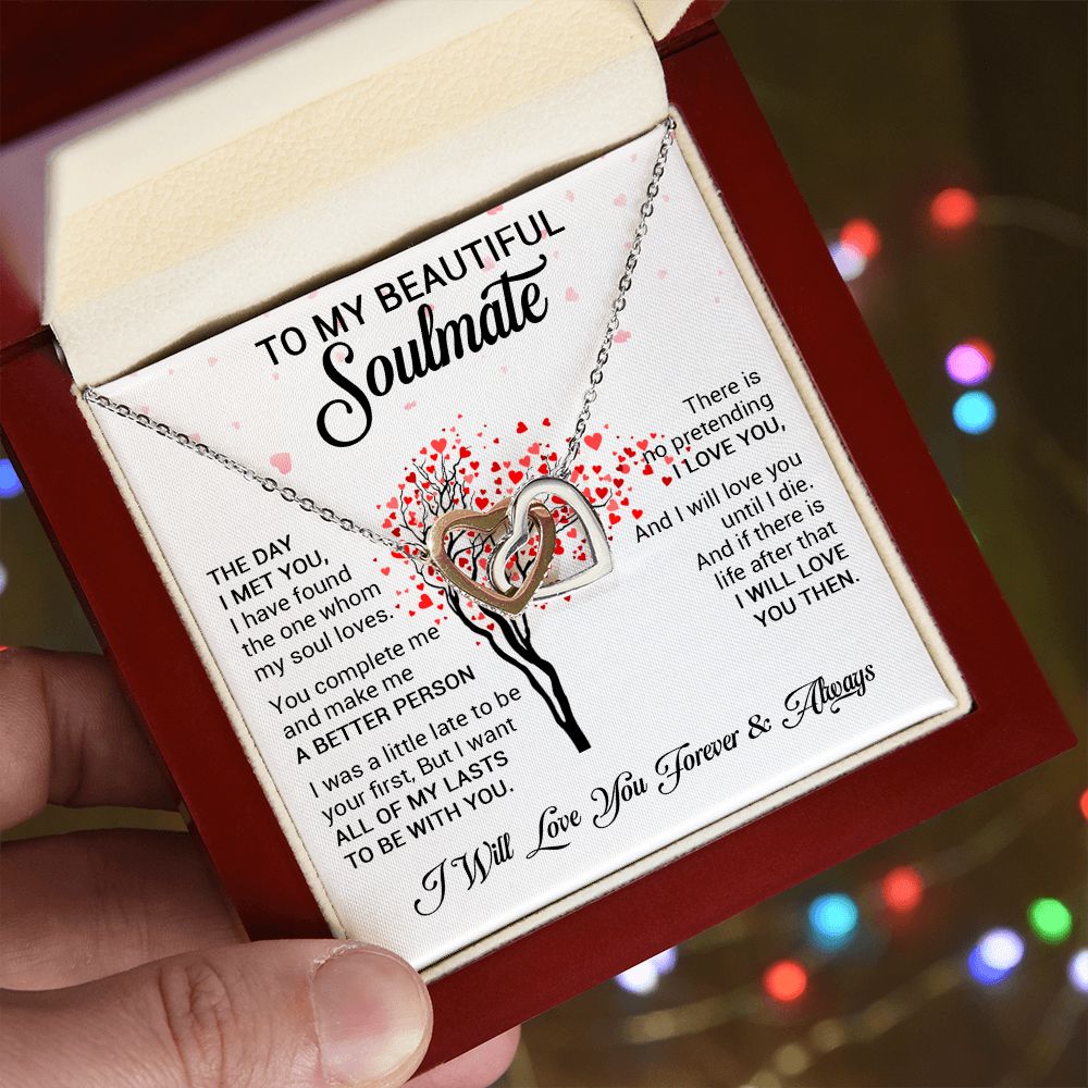 To My Beautiful Soulmate - The Day I Met You - Interlocking Hearts necklace