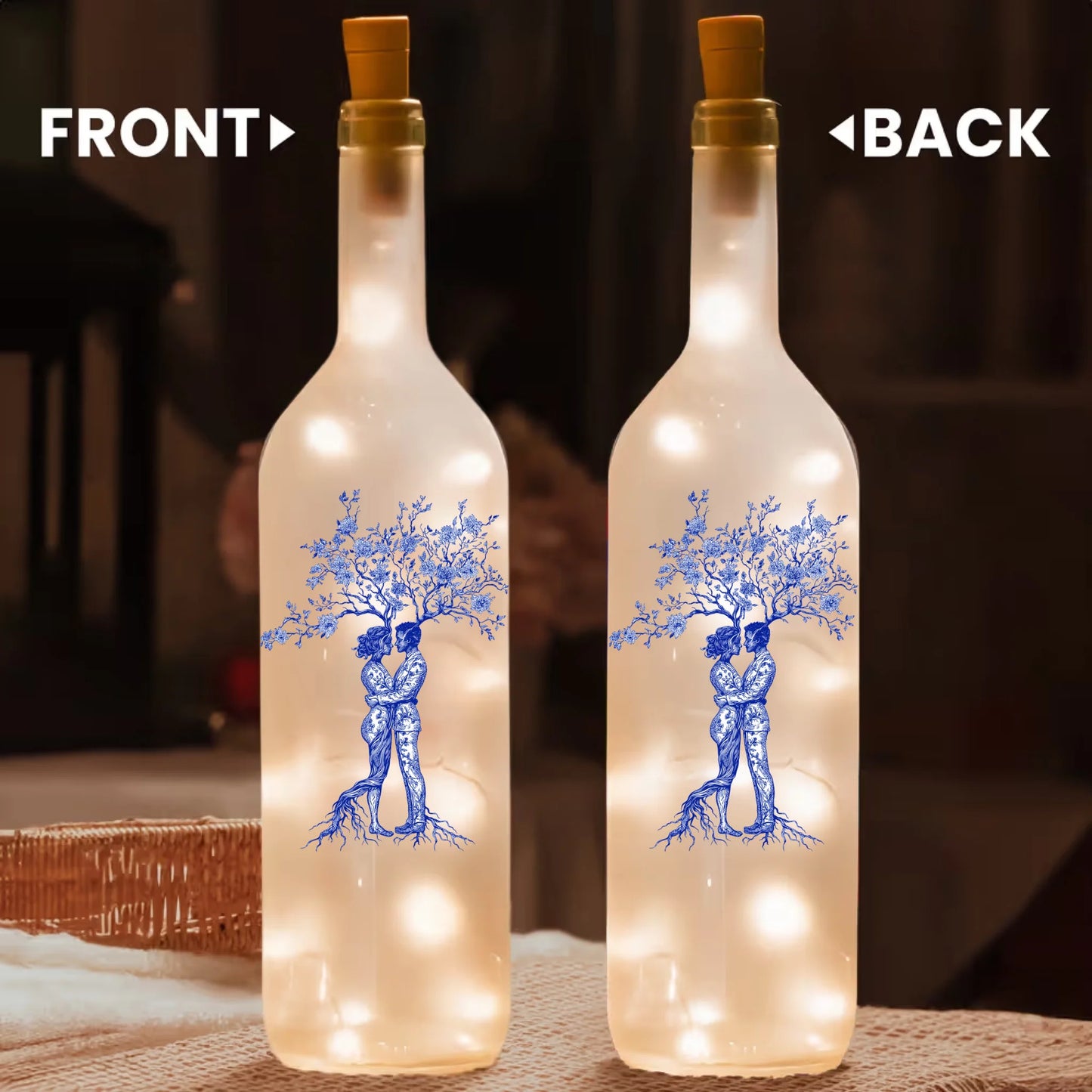 Anniversary Gift Toile De Jouy Style You & Me We Got This - Personalized Bottle Lamp