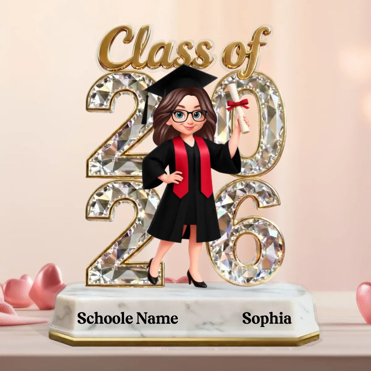 Senior Class Of 2026 2027 Graduate Keepsake 2D Flat - Personalized Acrylic Block Plaque - Graduation Gift For Daughter, Son