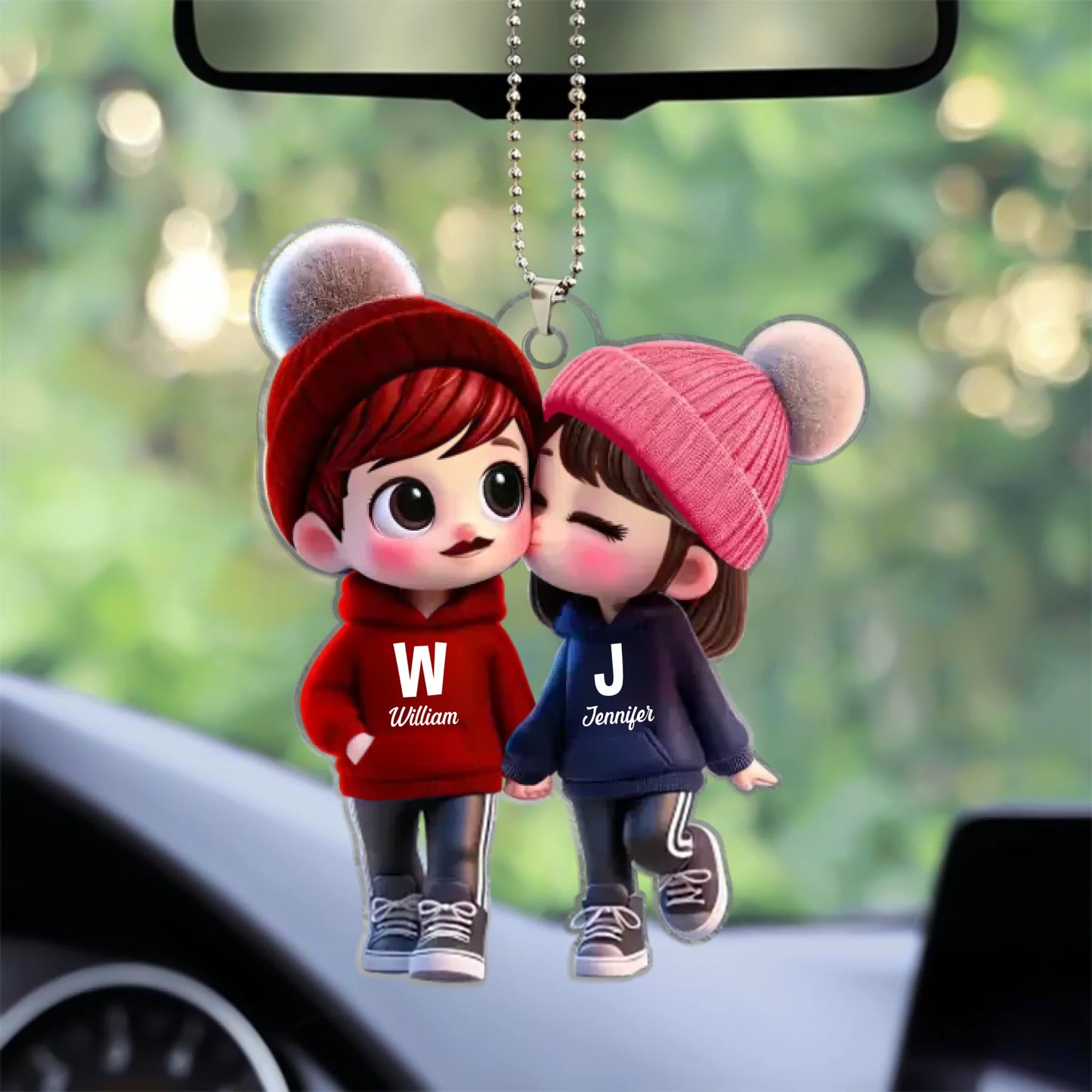Cute Cartoon Couple Walking Personalized Acrylic Ornament