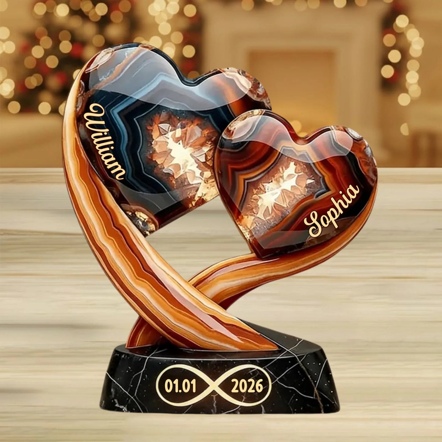 Together Forever - Personalized Two Heart Couple Acrylic Plaque