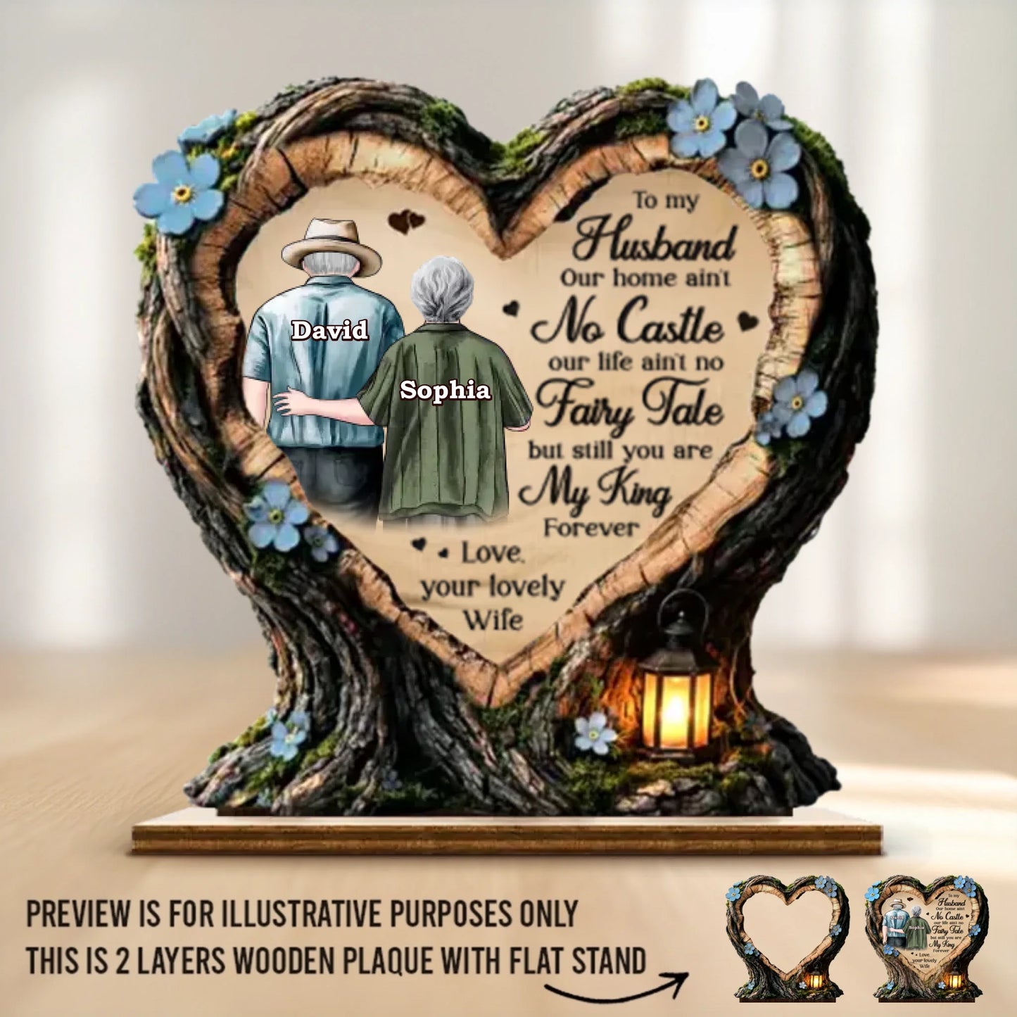 Custom 2-Layered Wooden Plaque - Personalized Anniversary Wedding Gifts For Husband And Wife, Him And Her - Where Love Learned To Stay