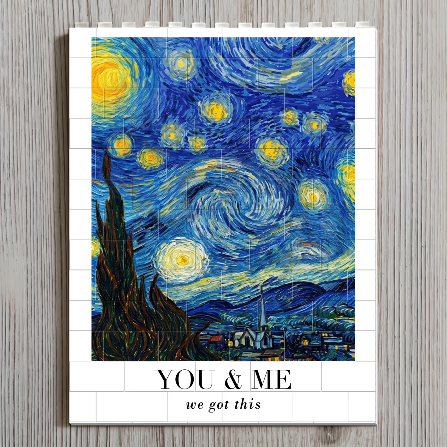 Van Gogh Art Custom Couple Photo Anniversary Gifts - Personalized Building Blocks