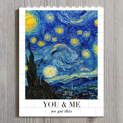 Van Gogh Art Custom Couple Photo Anniversary Gifts - Personalized Building Blocks