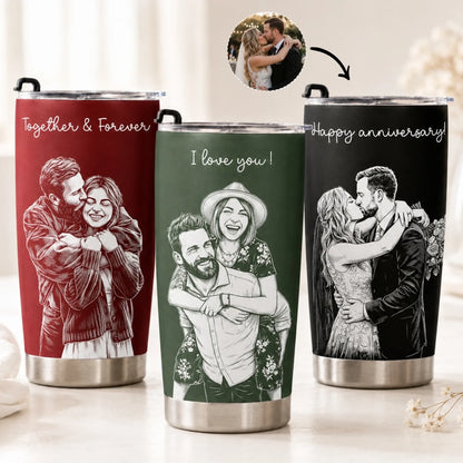 Custom_Couple_Photo_Sketch_Line_Art_Anniversary_Gift_For_Him_Her_Personalized_Tumbler_Cup_1