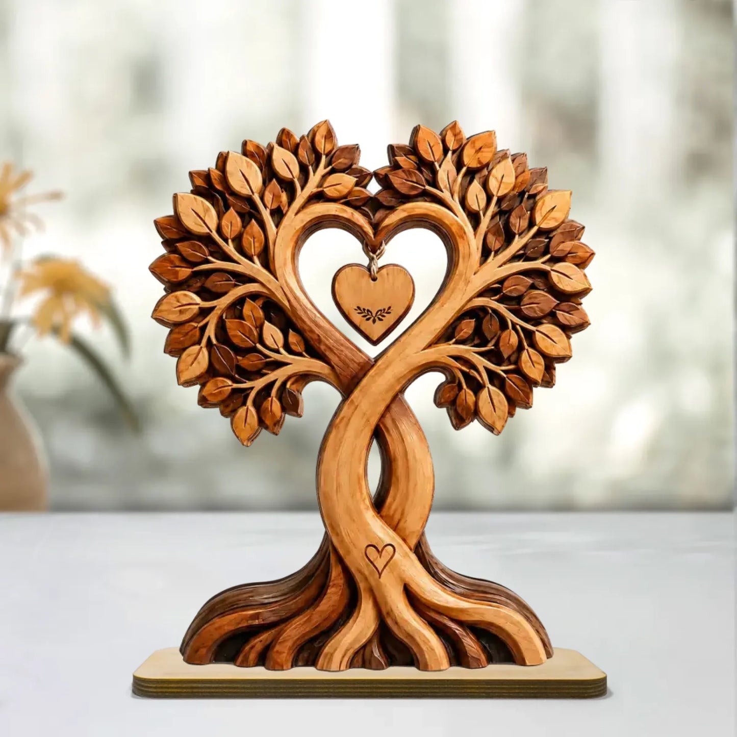 Couple Heart Tree - Personalized 2-Layered Wooden Plaque - Anniversary Gift for Him, Gift for Her