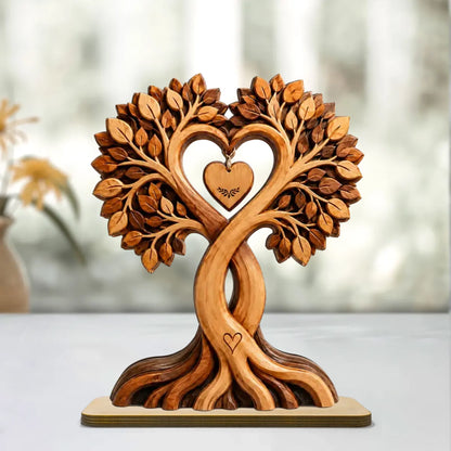 Couple Heart Tree - Personalized 2-Layered Wooden Plaque - Anniversary Gift for Him, Gift for Her