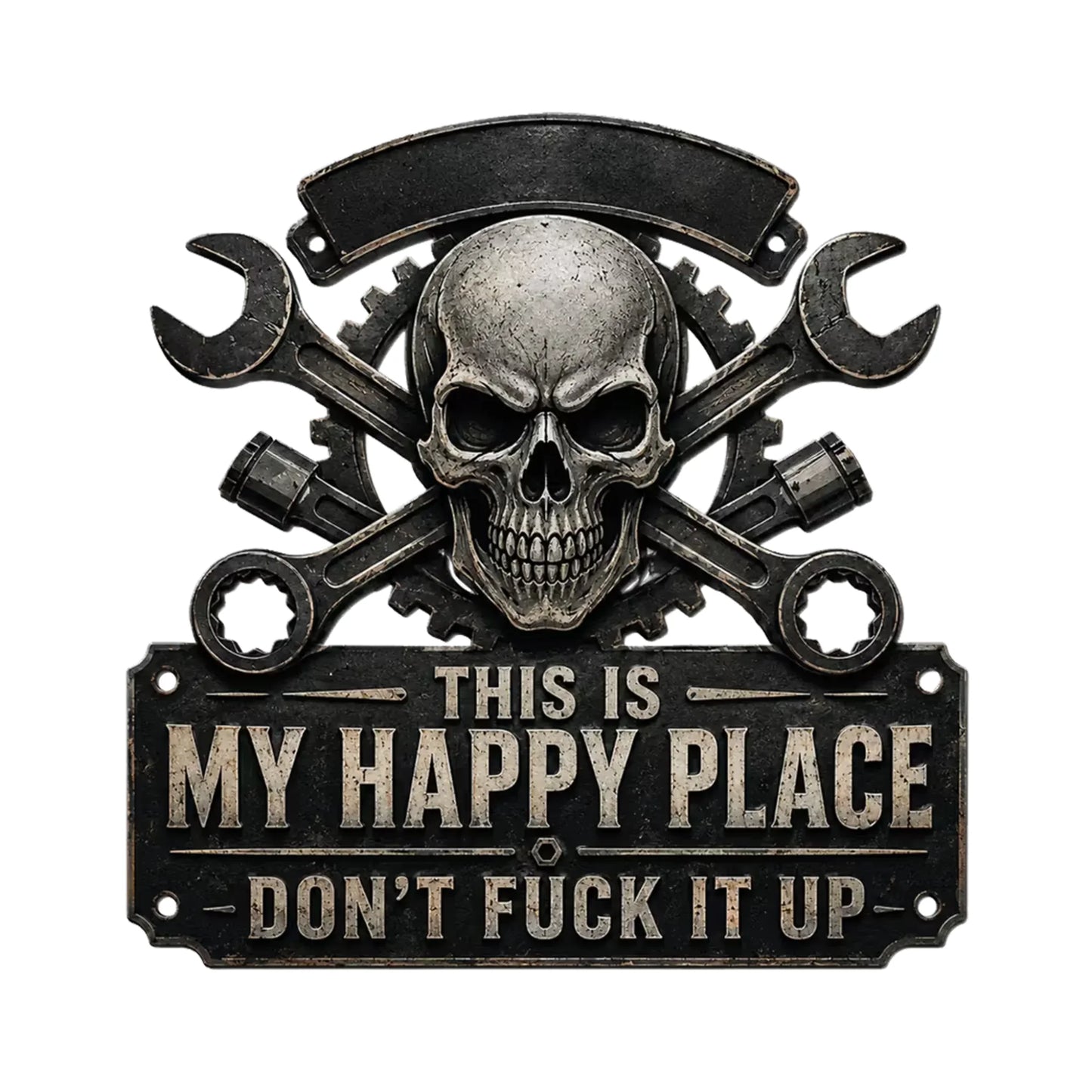 This Is My Happy Place - Funny Garage Sign For Him - Personalized Metal Sign