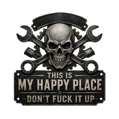 This Is My Happy Place - Funny Garage Sign For Him - Personalized Metal Sign