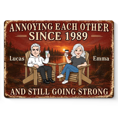 Custom Home Decor Metal Sign - Personalized Anniversary Wedding Gifts For Husband And Wife, Him And Her - Crazy Together Since Forever