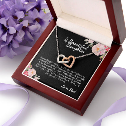 To My Beautiful Daughter From Dad - I Can Promise - Interlocking Hearts Necklace