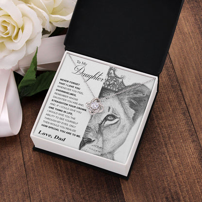 To My Daughter Gift From Dad - Never Forget That I Love You - Love Knot Necklace.