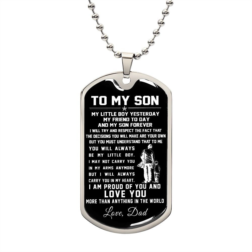 To My Son Gift From Dad - My Little Boy - Son Gifts Dog Tag Necklace