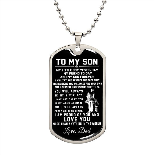 To My Son Gift From Dad - My Little Boy - Son Gifts Dog Tag Necklace
