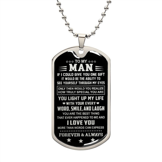 To My Man - Word Smile And Laugh - Dog Tag Necklace