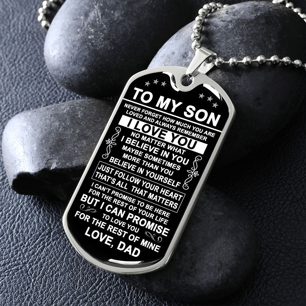 To My Son Gift From Dad - I Believe In You - Dog Tag Necklace