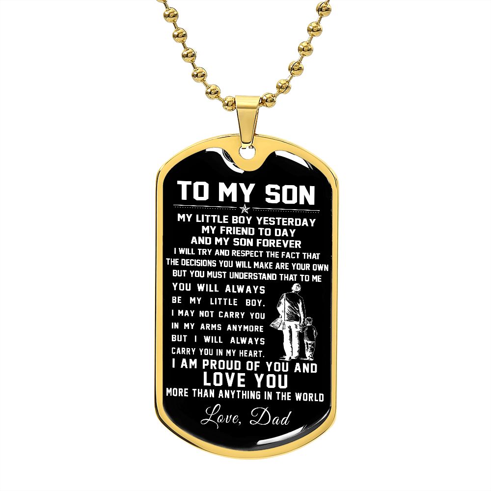 To My Son Gift From Dad - My Little Boy - Son Gifts Dog Tag Necklace