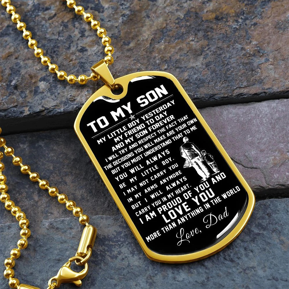 To My Son Gift From Dad - My Little Boy - Son Gifts Dog Tag Necklace
