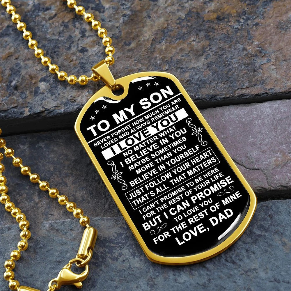 To My Son Gift From Dad - I Believe In You - Dog Tag Necklace