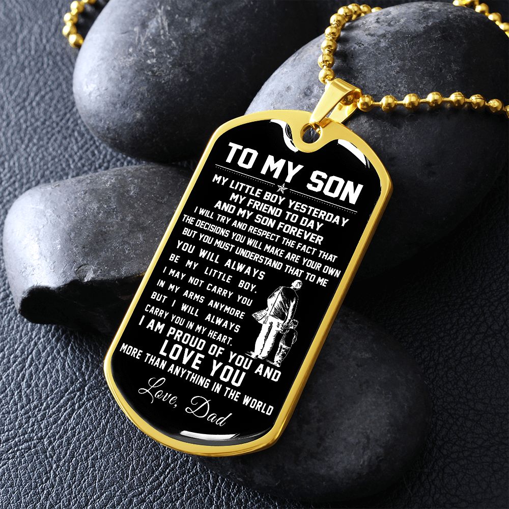 To My Son Gift From Dad - My Little Boy - Son Gifts Dog Tag Necklace