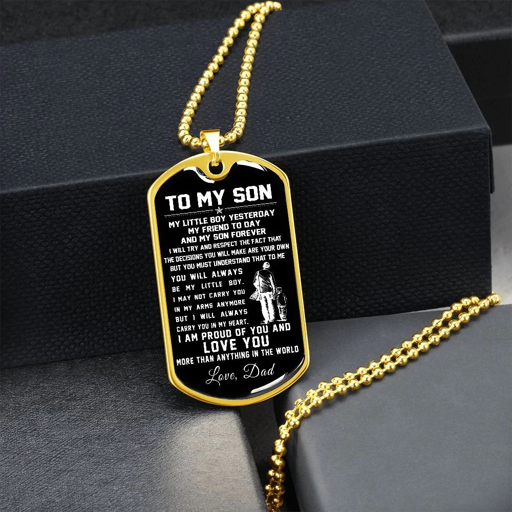 To My Son Gift From Dad - My Little Boy - Son Gifts Dog Tag Necklace