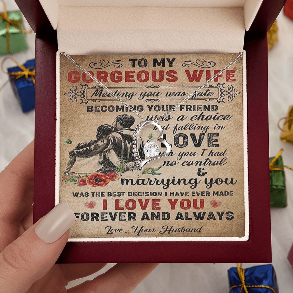To My Gorgeous Wife - Meeting You Was Fate - Forever Love Necklace
