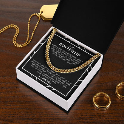 To My Boyfriend - The World To Me - Cuban Link Chain - Gift For Boyfriend