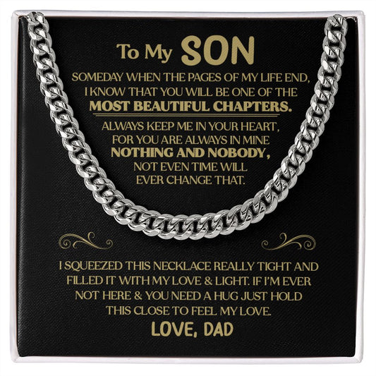 To My Son Gift From Dad - Most Beautiful Chapters - Cuban Link Chain Necklace Gift For Son