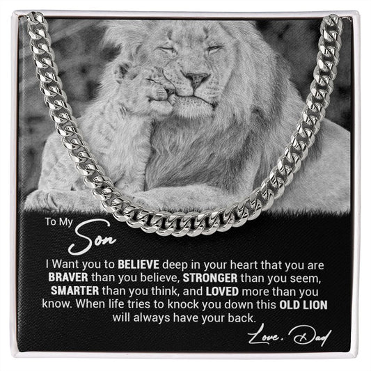 To My Son From Dad - This Old Lion Will Always Have Your Back - Cuban Link Chain Necklace
