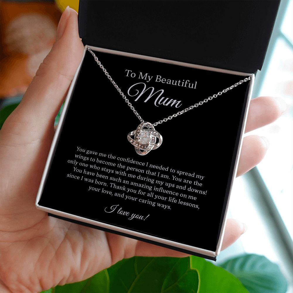 To My Beautiful Mum - Thank You For All Your Life Lessons - Love Knot Necklace From Son