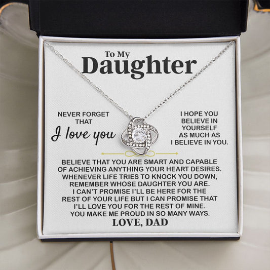 To My Daughter - I Hope You - Love Knot Necklace