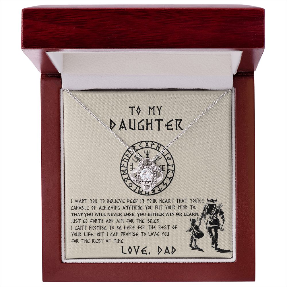 To My Daughter Gift From Dad - Never Lose - Viking Dad To Daughter Gift - Love Knot Necklace