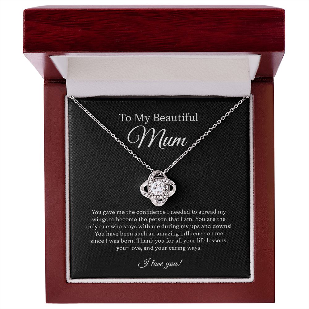 To My Beautiful Mum - Thank You For All Your Life Lessons - Love Knot Necklace From Son