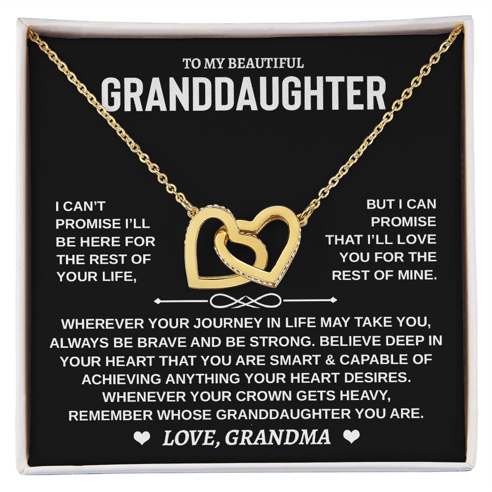 Granddaughter Gift From Grandma - Interlocking Hearts Necklace with Message Card
