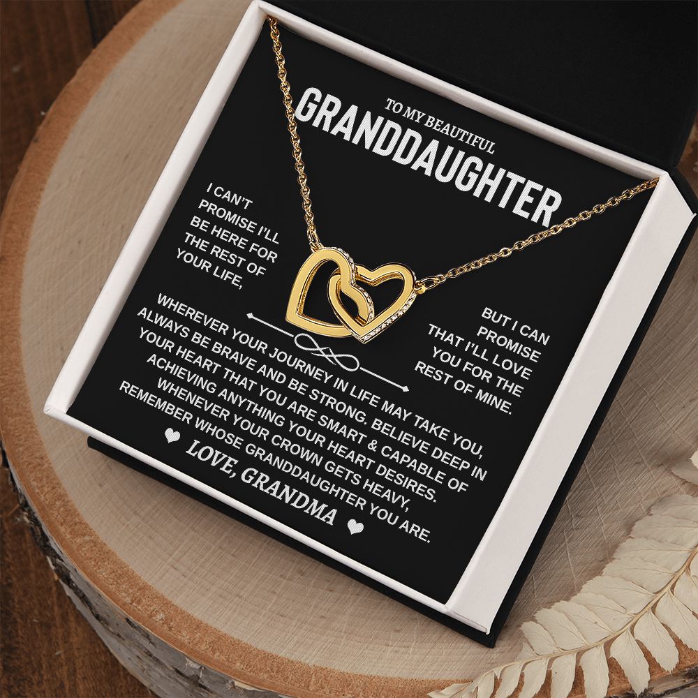 Granddaughter Gift From Grandma - Interlocking Hearts Necklace with Message Card