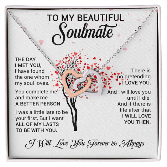 To My Beautiful Soulmate - The Day I Met You - Interlocking Hearts necklace