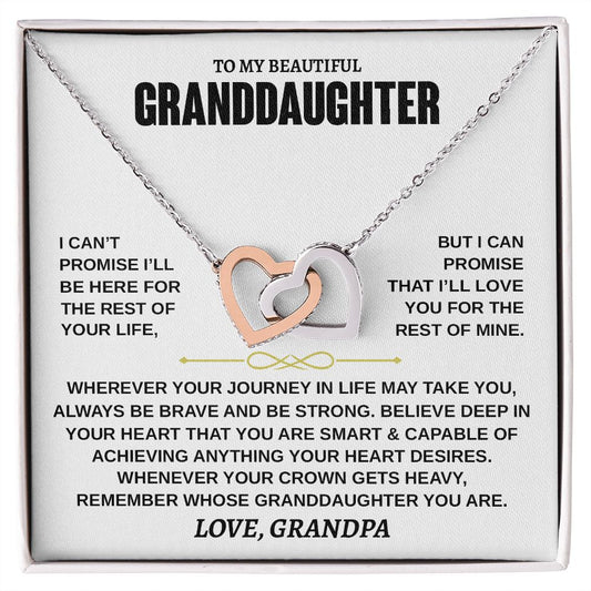Beautiful Granddaughter Necklace - Deep In Your Heart - Gift for Granddaughter from Grandpa